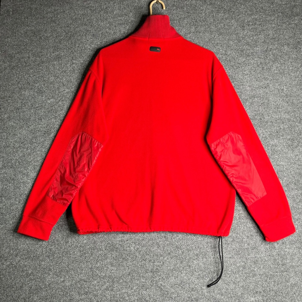 Polo Ralph Lauren Mens XL Red Fleece Quarter Zip Pullover Elbow Patches Logo VTG - Picture 8 of 8